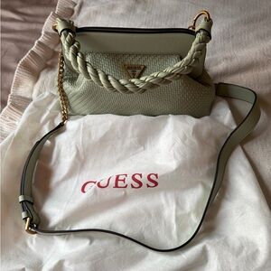 GUESS Pistachio Braided-Handle Crossbody Bag with Gold Hardware